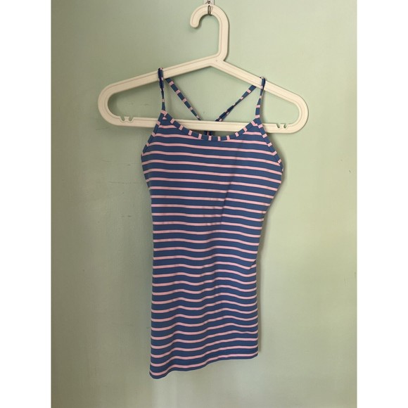 Ivivva Tank Top Racer Back Striped Pink Blue Girls Size 12 - Picture 1 of 4